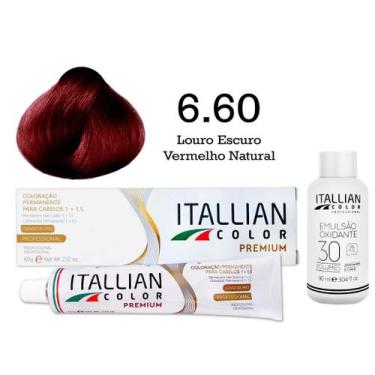 Imagem de Kit Coloração Itallian Color 6.60 Louro Escuro Vermelho Natural + Oxi 