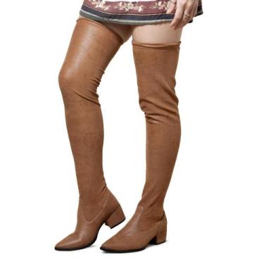 Imagem de Bota Cano Alto Feminina Over The Knee Moderna Moda Stretch Bico Fino S