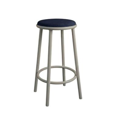 Imagem de Banqueta Alta Luxo Aço Suede Banco Luna - Loja Béle