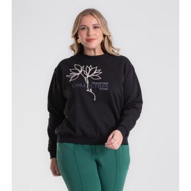 Imagem de Blusão Feminino Moletom Plus Size Secret Glam Preto, Plus G2, Preto