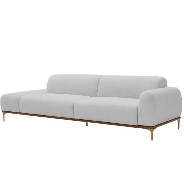 Imagem de Sofá Living Unne 3 Lugares 210cm Terminal Direito Bouclé Cinza Claro - Nexta Casa Cor Cinza