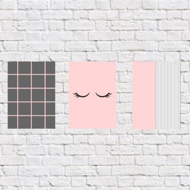 Imagem de Kit 3 Placas Decorativas Cílios Geométrico 18x27cm