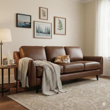 Imagem de Sofá 3 Lugares Couro Natural Alto Padrão de qualidade - Mempra, 471Dar