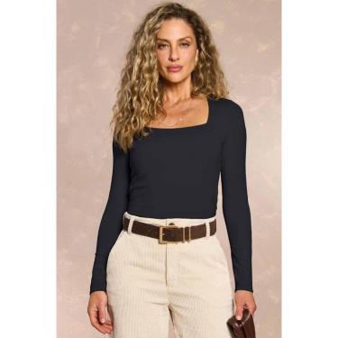 Imagem de BLUSA MANGA LONGA DOCE TRAMA DECOTE QUADRADO FEMININA-Feminino