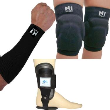 Imagem de Kit Proteção Volei Manguito Joelheira N1 Sport Tornozeleira Provolley-Unissex