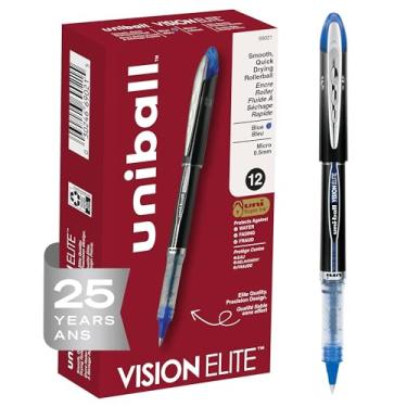Imagem de uni-ball Canetas esferográficas uniball Vision Elite com micro ponta fina de 0,5 mm, azul, 12 unidades