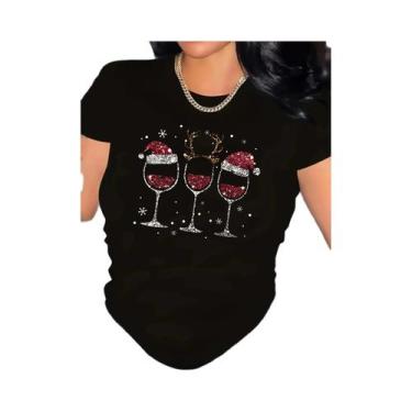 Imagem de Camiseta Feminina Curvy Com Glitter De Natal E Design Divertido De Hal