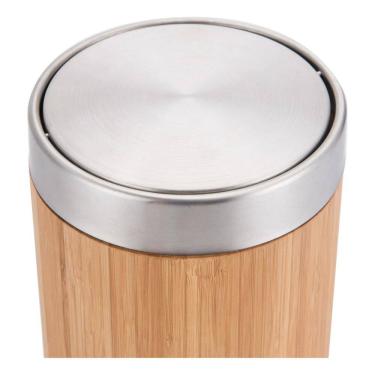 Imagem de Lixeira Banheiro 2,6l Marrom Madeira 20x16cm Basculante