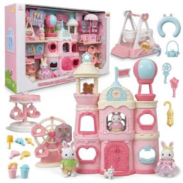 Imagem de Coleção Casinha Feliz Família Coelho Palácio E Parquinho Com Acessório