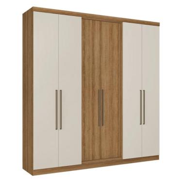Imagem de Guarda Roupa Casal Presence 6 Portas Almendra Off White Acetinado - THB