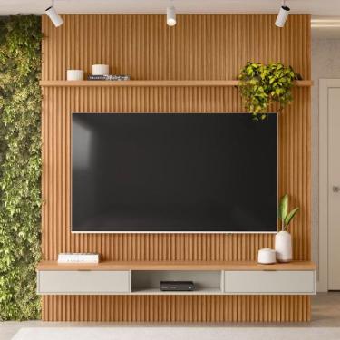 Imagem de Painel TV 60 219cm Nicho Suspenso Prateleira Marisa Nature Fosco L04 -