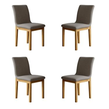 Imagem de Kit 4 Cadeiras para Sala de Jantar Pés Madeira Maciça Bella Cinamomo/ Prata