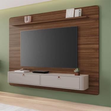 Imagem de Painel para Tv 65 Polegadas Arcos 182x162cm Detalhes Curvos e Portas Báscula Avelã/ Off-White