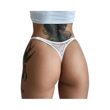 Imagem de Calcinha G String Sexy Com Renda E Strass Transparente Para Mulheres -