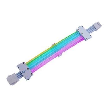 Imagem de Cabo Extensor de Fonte Sleeved Rise Mode Aura, 6+2p PCIe GPU, ARGB, Branco - RM-SLV-01-...