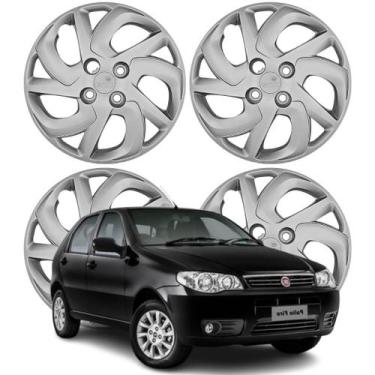 Imagem de Jogo Calota Aro 13 Fiat Palio Fire 2015-2016 Cubo Baixo Prata 230CB-PT