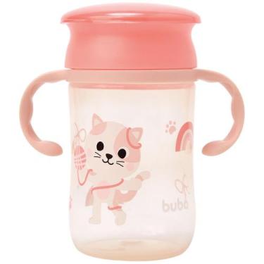 Imagem de Copo de Treinamento 360 Buba Zoo Gato 300ml Antivazamento com Alça e T