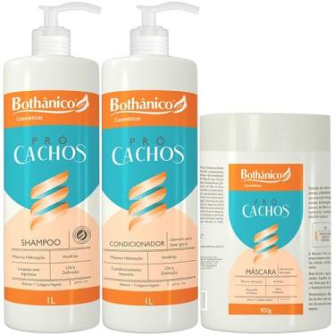 Imagem de Kit Pró Cachos Shampoo + Condicionador 1L + Máscara 900g Bothanico - B