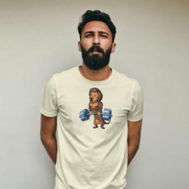Imagem de Camiseta Masculina Casual Manga Curta Estampada Moderna Malha Algodão Ajustável Básica...