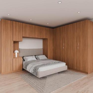 Imagem de Guarda Roupa Modulado de Casal 12 Portas 6 Peças 1 Mesa de Cabeceira H