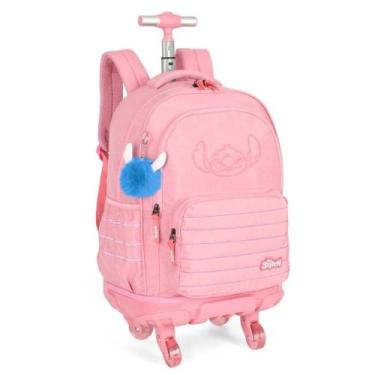 Imagem de Mochila De Rodinha Stitch Infantil Carrinho Luxcel Salmão