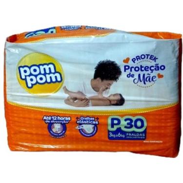 Imagem de Fralda Pom Pom Derma Protek Jumbo Tam P 3 a 6 kg com 30 Unidades
