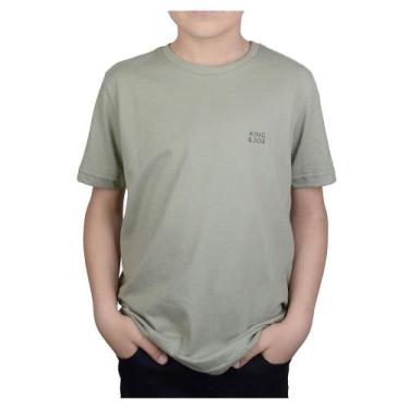 Imagem de Camiseta Infantil Masculina King&Joe Básica Kaki - CA0000, Marrom, 04