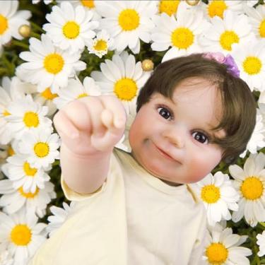 Imagem de WKMRH boneca reborn,Olhos grandes bebê reborn realista,Garota Abra seus olhos Lavável B...