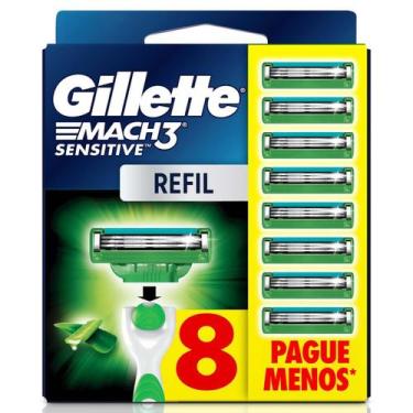 Imagem de Carga para Aparelho de Barbear Gillette Mach3 Sensitive com Aloe 8 Uni