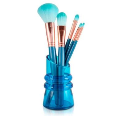 Imagem de Kit de Pincéis Maquiagem 5 Peças Coloridos com Suporte Profissional Su