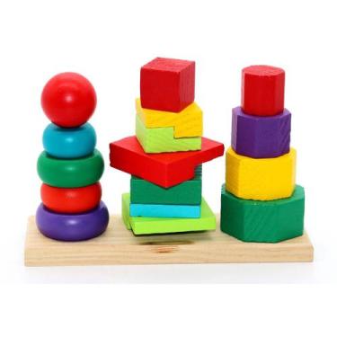 Imagem de Brinquedo Pedagógico Educativo Pirâmide - Vivi Wood Toy