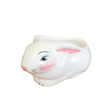 Imagem de Coelho Aberto de Ceramica Bomboniere ou Suculenta Pascoa - Decore Casa