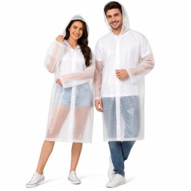 Imagem de Capa De Chuva Transparente EVA Impermeável Com Capuz Pvc Resistente Ad