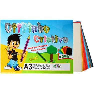 Imagem de Papel Criativo Offpinho 8 Cores 20 Folhas A3 297x420mm Atóxico para Re