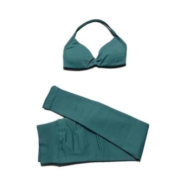 Imagem de Conjunto De Yoga E Treino Feminino Sem Costura De 2 Peças: Top Halter 