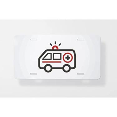Imagem de Capa para placa de licença de vetor médico com ícone de ambulância - Capa para placa de carro - Capa de moldura para placa de carro - 15 x 30 cm