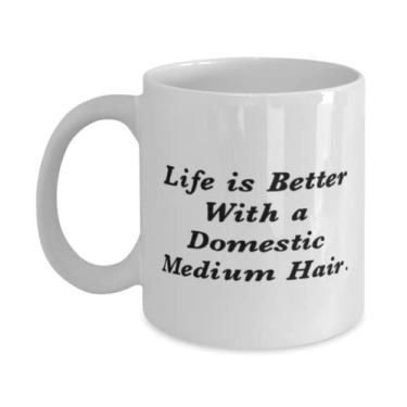 Imagem de Perfeito presente de gato de cabelo médio doméstico, Life is Better With a Domestic Medium Hair, Caneca de Natal 325 g 443 ml para gatos domésticos de cabelo médio