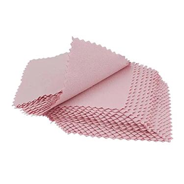 Imagem de YIJU 50 peças pano de polimento de de, leve portátil 8x8 cm guardanapos macios para relógios anéis, Rosa
