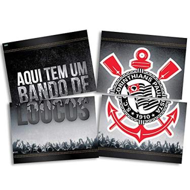 Imagem de Painel 4 Lminas Corinthians Festcolor Preto/Branco