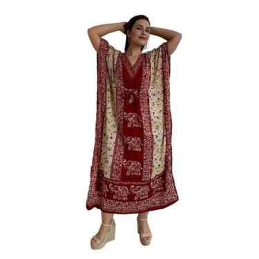 Imagem de Vestido Kaftan Indiano Longo Estampado Plus Size - Cod. 223 - Aleci Fa