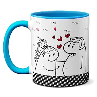 Imagem de Caneca Flork Meme Namorados Fofos Te Amo Do Tamanho Do Bucho (Azul)