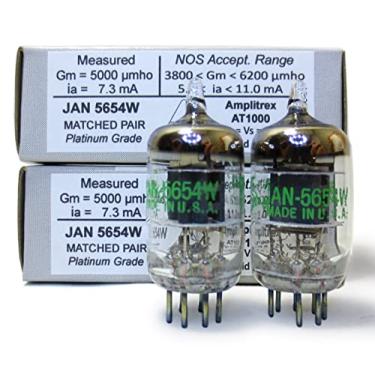 Imagem de Riverstone Audio - Par testado/combinado (2 tubos) 7 pinos JAN 5654W tubos de vácuo totalmente testados - Atualização para 6AK5 / 6J1 / 6J1P / EF95 - Par de grau platina JAN 5654W