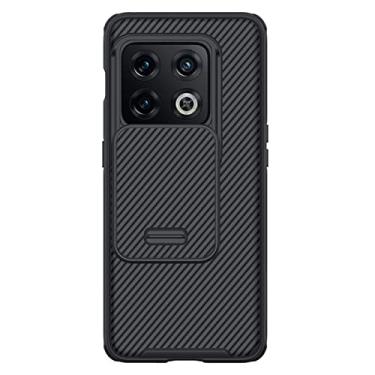 Imagem de GSYH Capa para Oneplus 10 Pro, capa protetora elegante e fina com capa de câmera deslizante, proteção à prova de choque, parte traseira rígida PC e capa macia TPU Edge, preta
