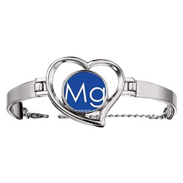 Imagem de N/A N/A Bracelete Chestry Elements Tabela Período Alcalina Terra Metal Magnésio Mg Pulseira Coração Joia Fio Pulseira, medium, metal