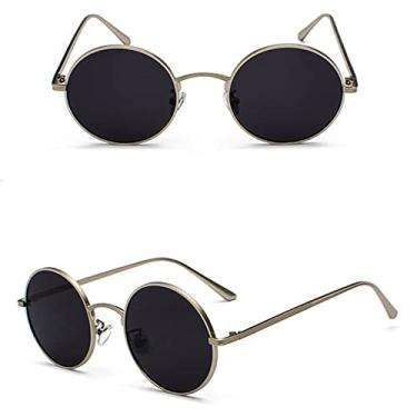 Imagem de Super Redondo Óculos de Sol Feminino Designer Moda Masculina Tons de Lente Verde Escuro UV400, Prata Preto, China