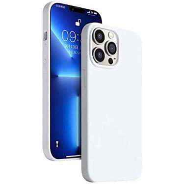 Imagem de KKFAUS para Apple iPhone 13 Pro Max (2021) capa de telefone traseira de 6,7 polegadas, capa de telefone à prova de choque de silicone líquido [proteção de tela e câmera] (cor: branco)