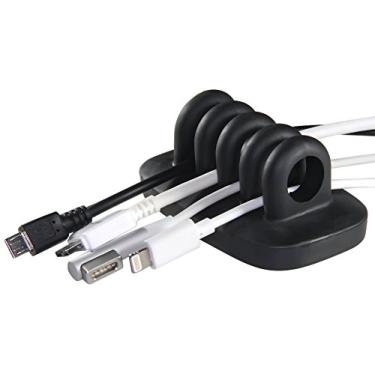 Imagem de Organizador de cabos de mesa EnvisIONED, pesado, sem mau cheiro, embalado com abraçadeiras reutilizáveis, CO-01CT/BK, Preto