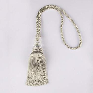 Imagem de 1 peça bola pendurada borla cortina tieback simples grandes borlas pingente decoração para casa única bola cortina corda acessórios para quarto, prata, 1 peça