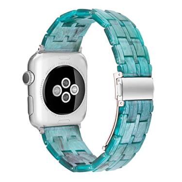 Imagem de Pulseira Compatível com Apple Watch Band 42mm 44mm 45mm pulseira de fita de resina fina com substituição de fivela de aço inoxidável para iWatch Series SE 8 7 6 5 4 3 2 1 para mulheres homens