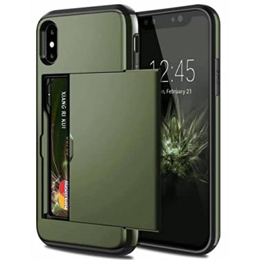 Imagem de Capa de telefone comercial para iPhone 13 Pro Max X XS XR 11 12 Capa para cartão de carteira de armadura deslizante para iPhone 7 8 Plus 6 6s 5 5S SE, verde do exército, para iPhone 5 5S
